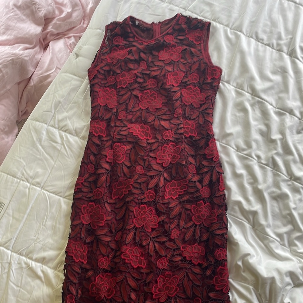 Gorgeous White House black market dress, red lace size 4